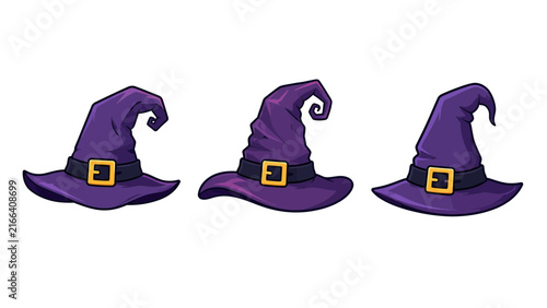 Halloween Witch Hat Wizard Magic Costume Icon Set Vector Illustration