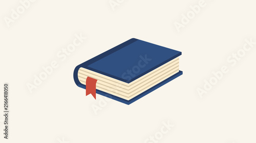 Obraz na plátne Blue Hardcover Book with Red Bookmark.