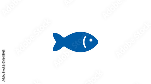Blue Fish Icon Simple Vector Illustration.