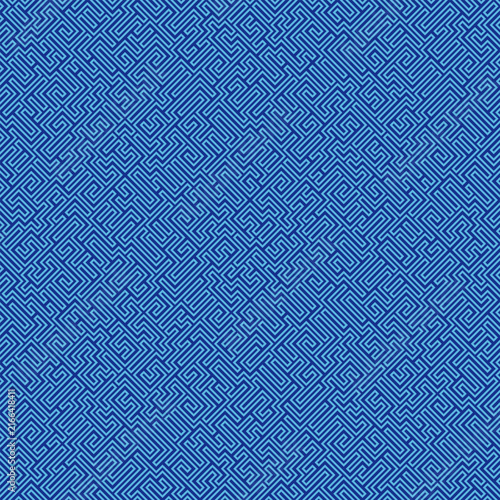 Seamless geometric maze pattern. Modern monochrome background with intricate seamless line ornament. 