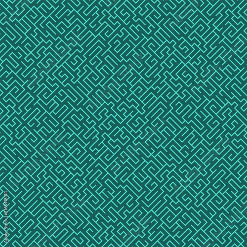 Seamless geometric maze pattern. Modern monochrome background with intricate seamless line ornament. 