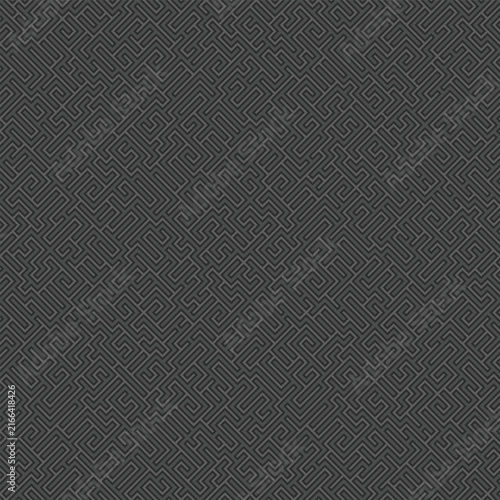 Seamless geometric maze pattern. Modern monochrome background with intricate seamless line ornament. 