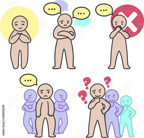 Figures in Reflective and Emotional States. Vector characters expressing a range of emotions and social gestures, Ideal for communication, mental health, and emotional awareness content.