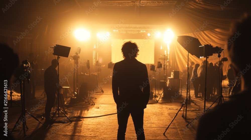 Fototapeta premium Behind the Scenes: Film Production Silhouette