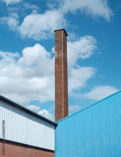 Industrial Brick Chimney And Warehouse