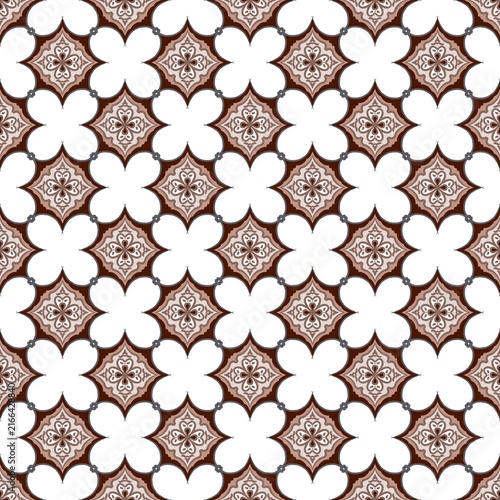 Elegant Brown and Cream Trellis Ornamental Seamless Pattern 