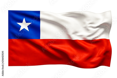 Konstfotografi Waving flag of Chile with blue white and red colors isolated on transparent background png