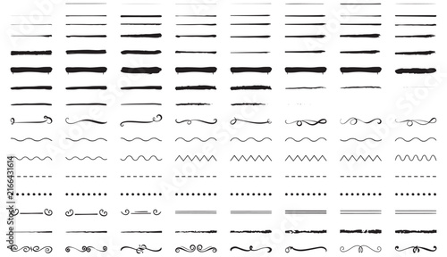 Black Vector Line Set.Black Brush Line Collection