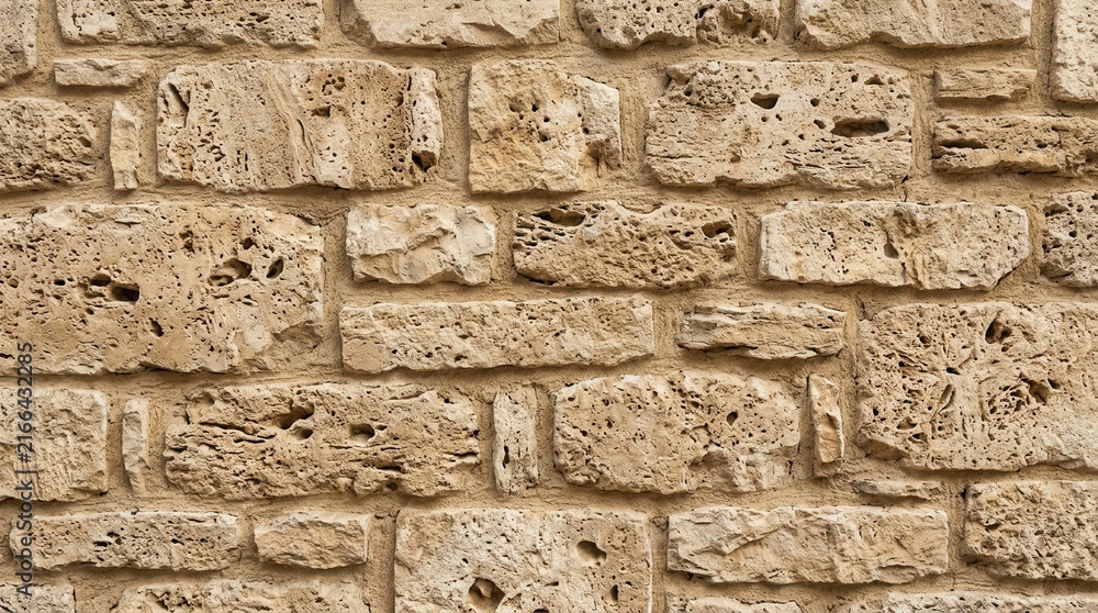 Obraz premium Close-up Texture of an Old Natural Stone Wall.