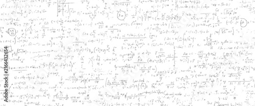 Cuadro en lienzo Handwritten mathematical equations and formulas on white paper background mathem