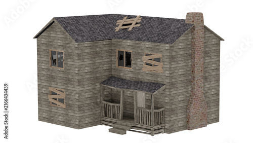 3d rendering abandoned house