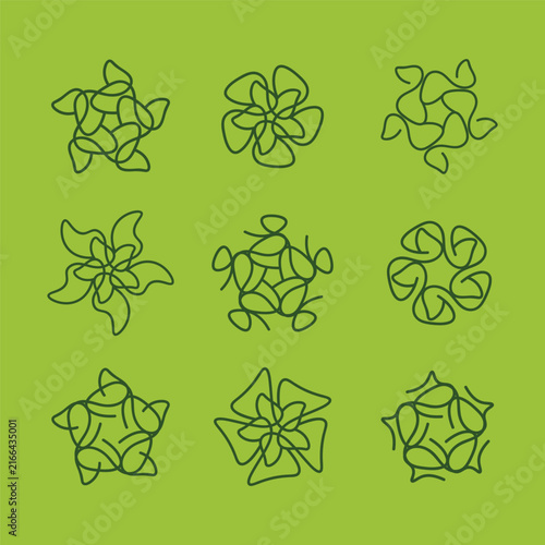Abstract Floral Line Art Logo Bundle Vector Set
