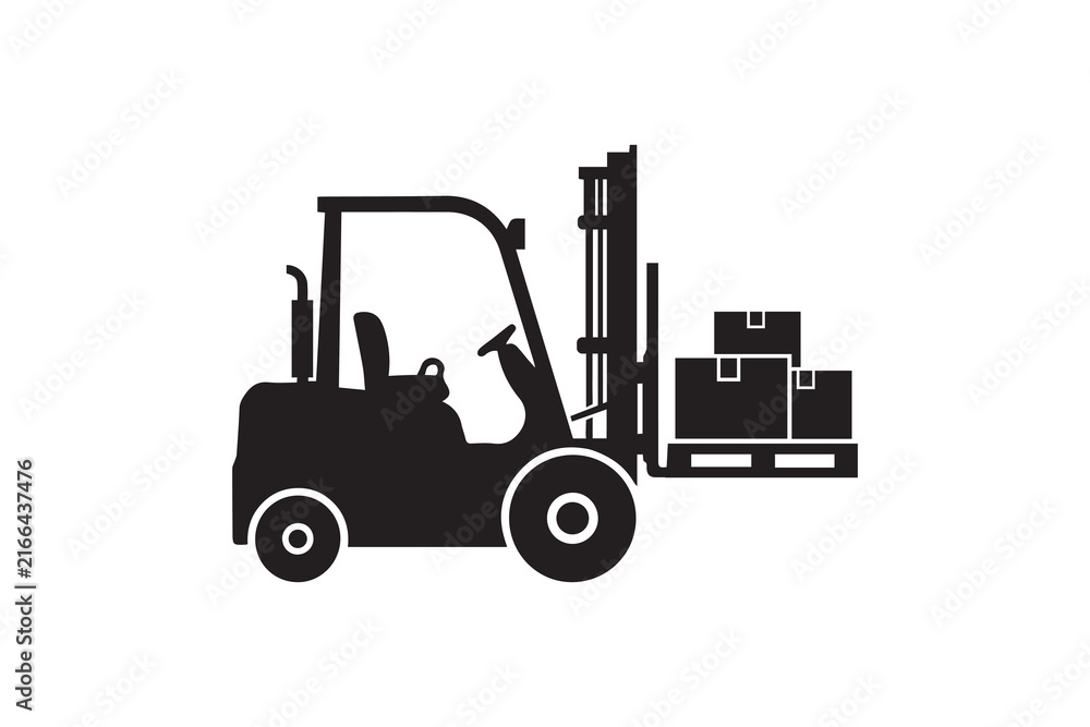 Fototapeta premium Forklift Silhouette Isolated on White Background