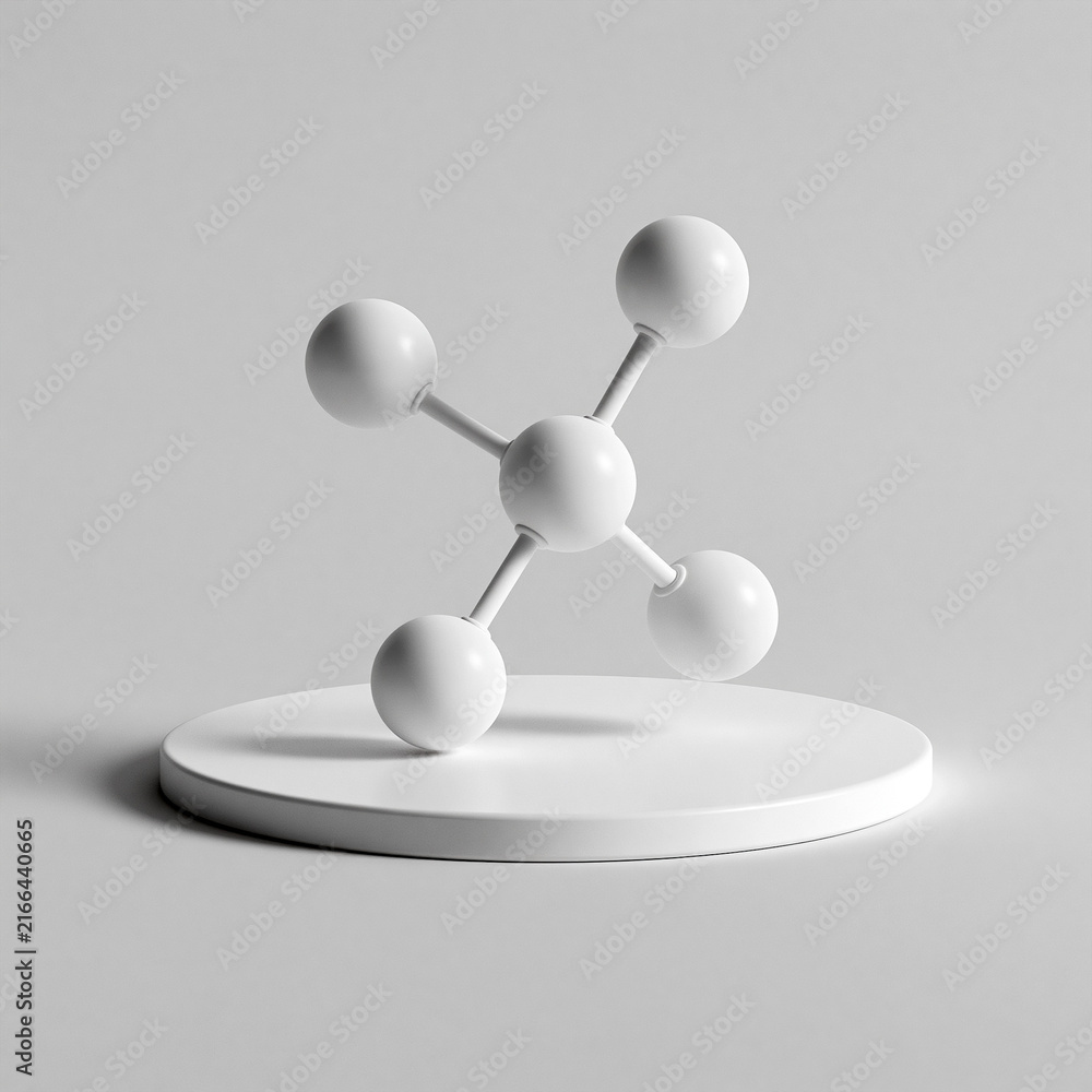 Obraz premium Model of a molecule on a circular base in a simple setting