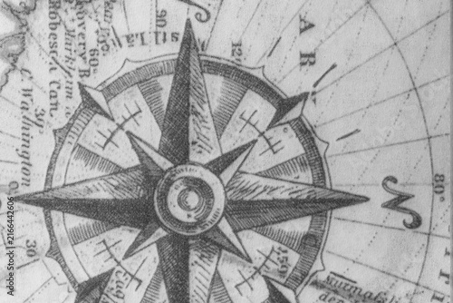 Foto Vintage Compass Rose Printed Paper Texture