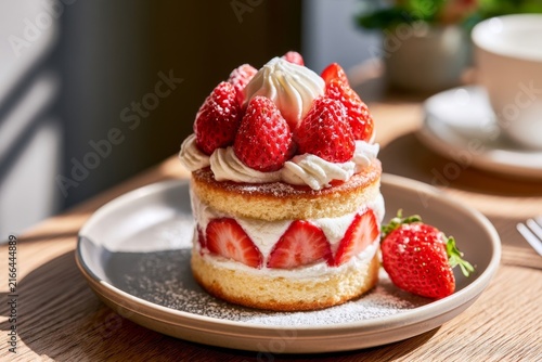 Delicious Strawberry Cake with Whipped Cream Dessert