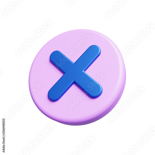 Obraz na plátně Close Cross Icon for Cancel and Delete 3D Render