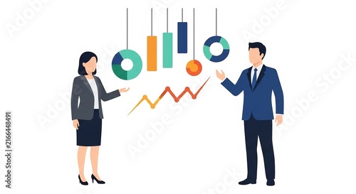 Business analysis professionals presenting financial data and charts