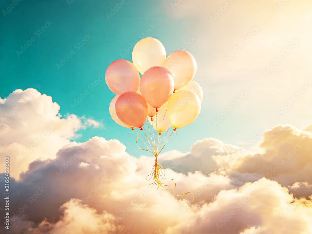 Fototapeta premium Pastel Balloon Dream Background for Birthday Celebrations