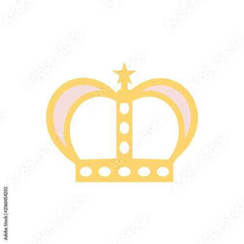 A yellow golden royal crown icon topped with a star, isolated as a transparent illustration. Ideal for king, queen, princess, monarchy, VIP, reward, logo, and luxury designs.