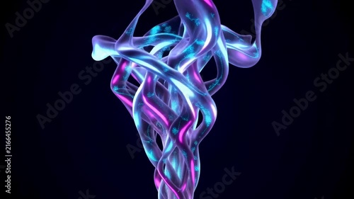 Abstract neon jellyfish swimming in dark ocean depths
