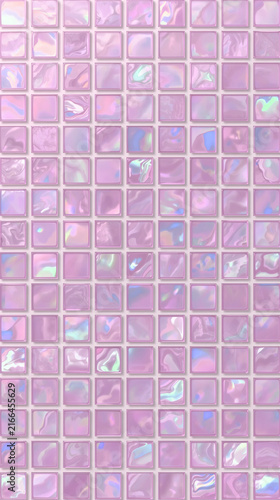 Soft lilac pink holographic tiles with delicate iridescent glow and glam aesthetic