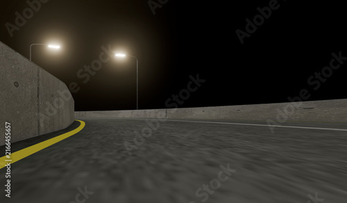 Plakat curved elevated highway night scene
