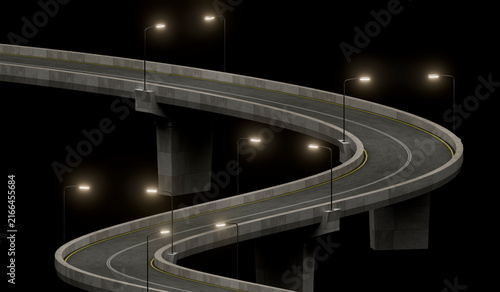 Fototapeta serpentine road bridge isolated night