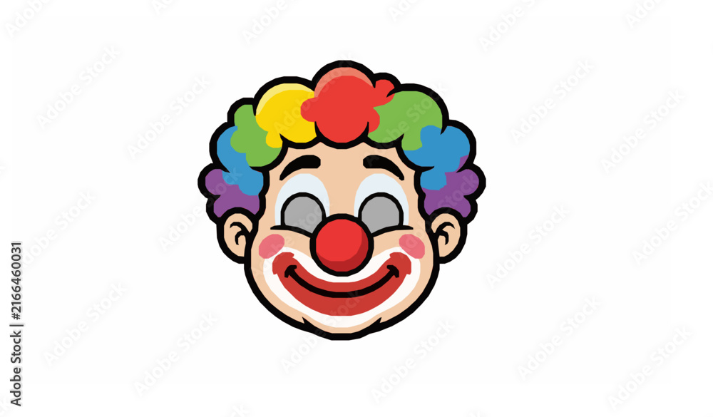 Fototapeta premium Cute cartoon clown face vector illustration for stickers tattoos and decals