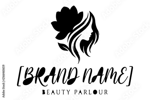 Logo Vector Illustration with Elegant Animal Silhouette, Floral Heart Symbol and Vintage Decorative Design for Business Branding, Cards, Signs and Celebration Themes