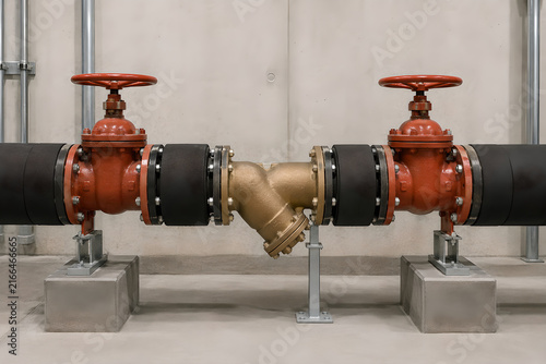 Commercial Hydronic Y-Strainer Between Insulated Pipes and Isolation Valves