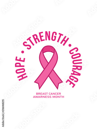 Hope Strength Courage Breast Cancer Awareness Pink Ribbon Logo