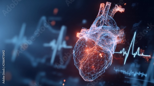 Digital Visualization of a Human Heart with Graphical Heartbeat Monitoring System and Biometric Data Analysis in a Futuristic Setting