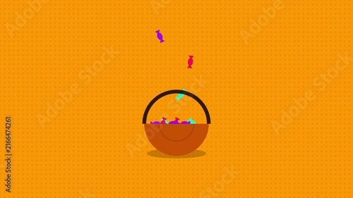 Candy Falling into Halloween Basket Animation