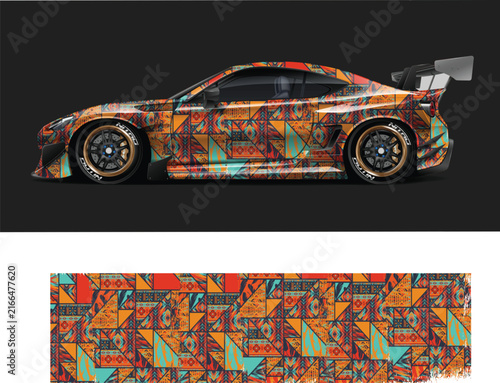 Vibrant Geometric Car Wrap Design