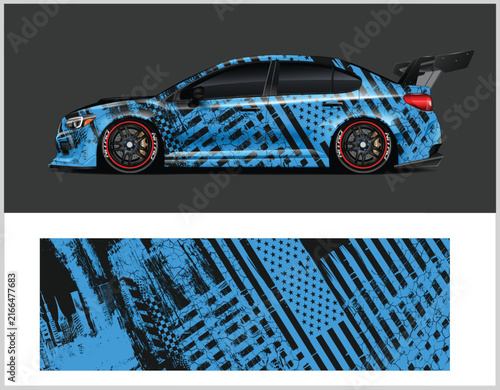 Dynamic American Flag Car Wrap Design