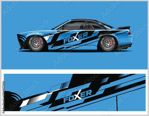 Modern Car Wrap Design with Abstract Graphics