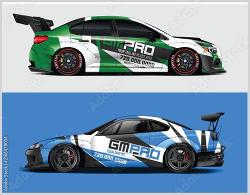 Dynamic Car Wrap Design Featuring Bold Graphics