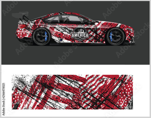 American Flag Racing Car Wrap Design