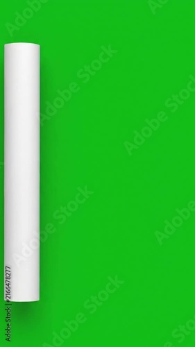 White paper page turning animation loop on green screen for book or magazine visualization