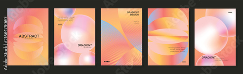 Abstract futuristic poster templates set. Vector colorful covers with glowing swirl, dark space elements, neon geometric forms and flowing wave lines for modern graphic design.