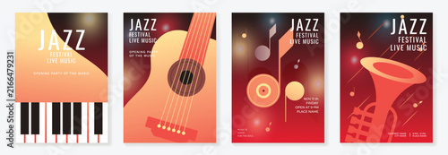 Canvas Print Jazz music festival poster design vector set