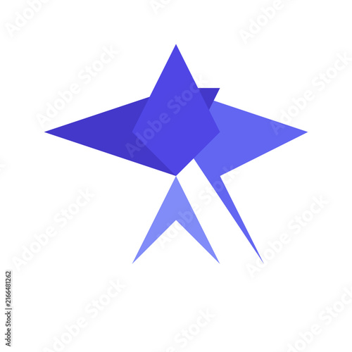 Minimalist origami style hummingbird in mid-flight, rendered with abstract geometric shapes and a serene, modern aesthetic, ideal for innovative corporate branding.