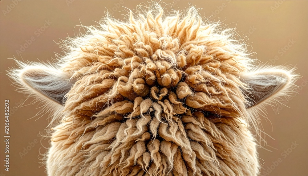 Naklejka premium Fluffy Alpaca Rear Head Immersive Wool Background