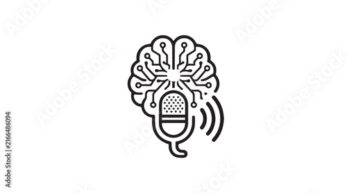 Abstract brain microphone logo representing neuroscience, podcasting, and innovative technology concept.