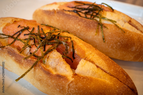 Japanese Savory Baguette With Mentaiko And Shredded Nori
