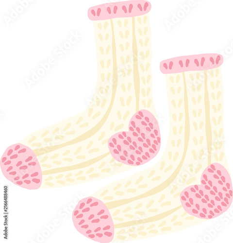 Valentines romantic heart love sock outfit vector cartoon illustration