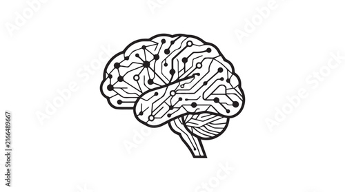 Detailed brain anatomy illustration showing neural structures and cortical areas for educational science imagery.