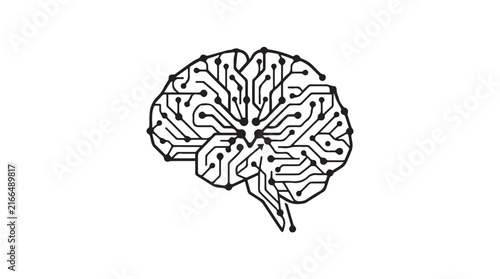 Brain Circuit Illustration Combining Neural Concepts and Digital Technology.