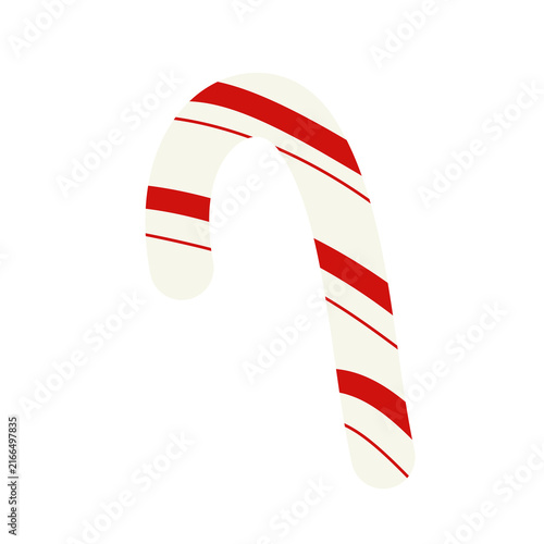 Hand drawn Christmas candy cane in red.Xmas clipart.